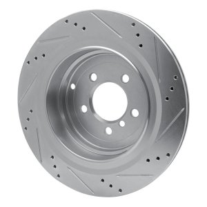 Land Rover Range Rover Brake Rotor (1) - Rear Left - R1 Concepts - Drilled & Slotted - Silver - `06-`12